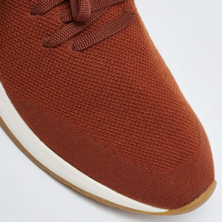 Pre Owned Loro Piana Brown Knit Fabric 360 LP Flexy Walk Low Top Sneakers Size 41