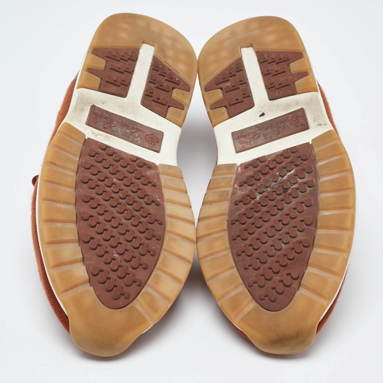 Pre Owned Loro Piana Brown Knit Fabric 360 LP Flexy Walk Low Top Sneakers Size 41