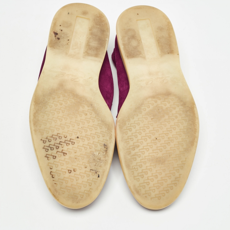 Pre Owned Loro Piana Burgundy Suede Summer Charms Walk Loafers Size 35.5