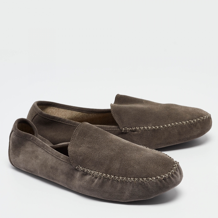 Pre Owned Loro Piana Grey Suede Summer Walk Loafers Size 41