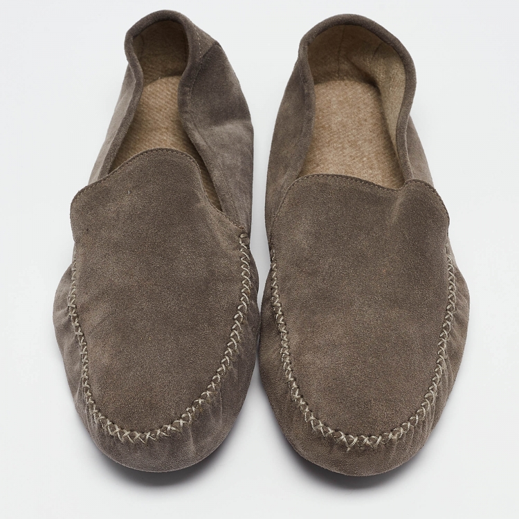 Pre Owned Loro Piana Grey Suede Summer Walk Loafers Size 41
