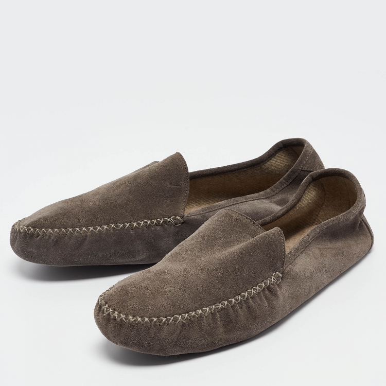 Pre Owned Loro Piana Grey Suede Summer Walk Loafers Size 41