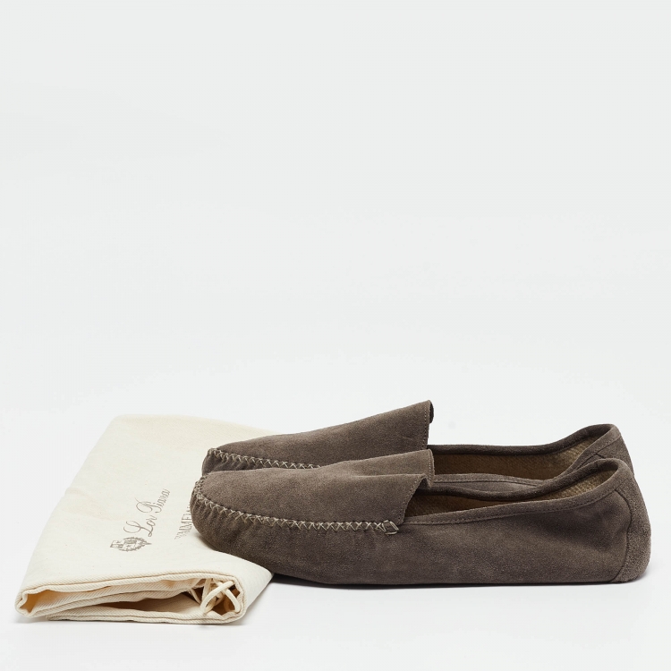 Pre Owned Loro Piana Grey Suede Summer Walk Loafers Size 41