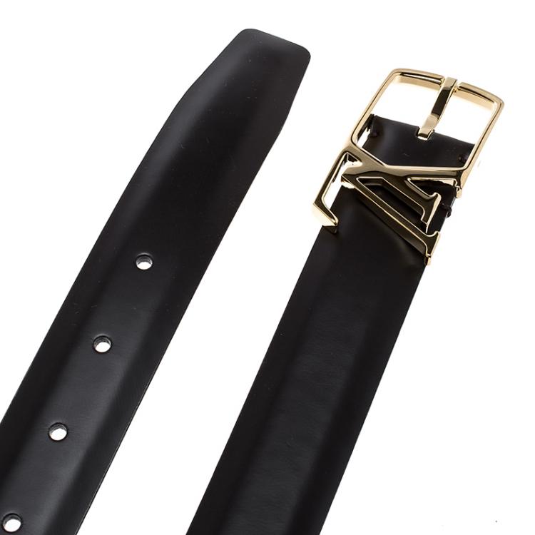 Pre Owned Louis Vuitton Black Leather Neogram Belt 90cm