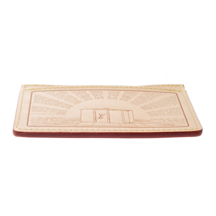 مملوكة مسبقًا Louis Vuitton Beige Leather Earth Trunks Card Holder 