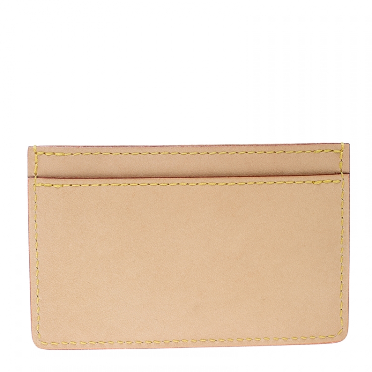 مملوكة مسبقًا Louis Vuitton Beige Leather Earth Trunks Card Holder 