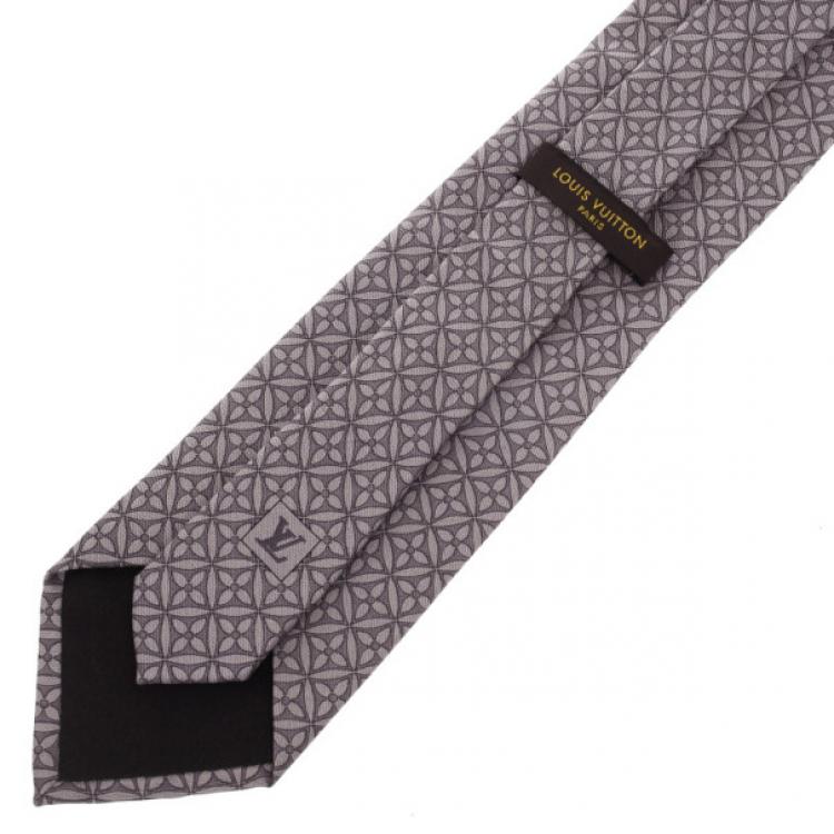 Pre Owned Louis Vuitton Grey Floral Print Tie
