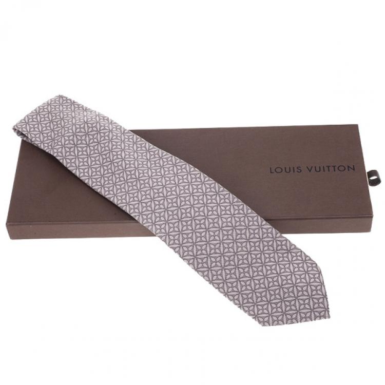 Pre Owned Louis Vuitton Grey Floral Print Tie