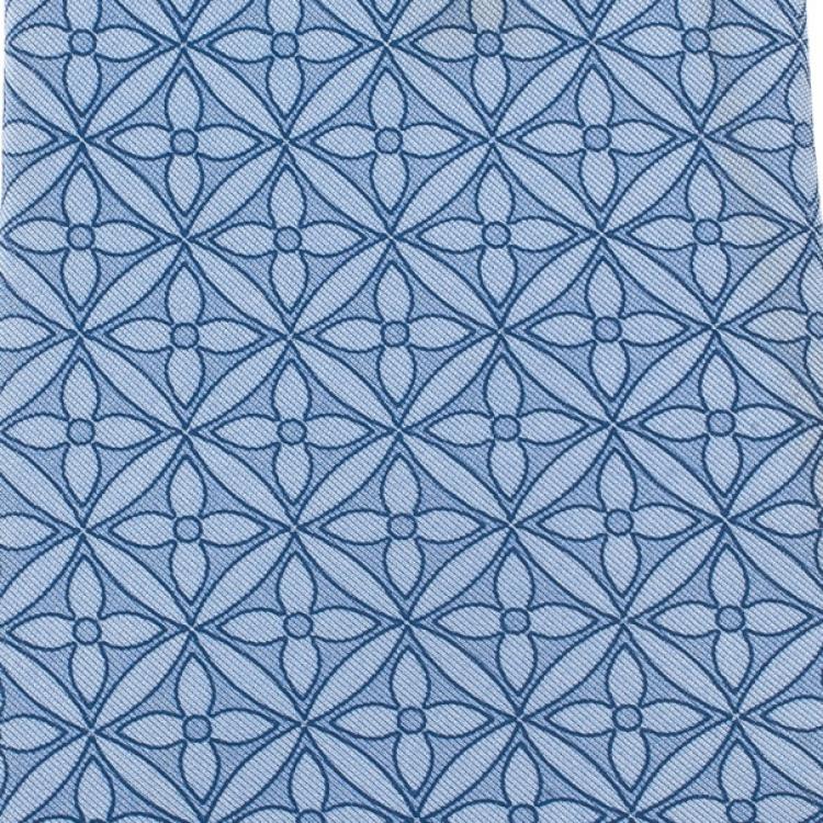 Pre Owned Louis Vuitton Blue Floral Print Tie