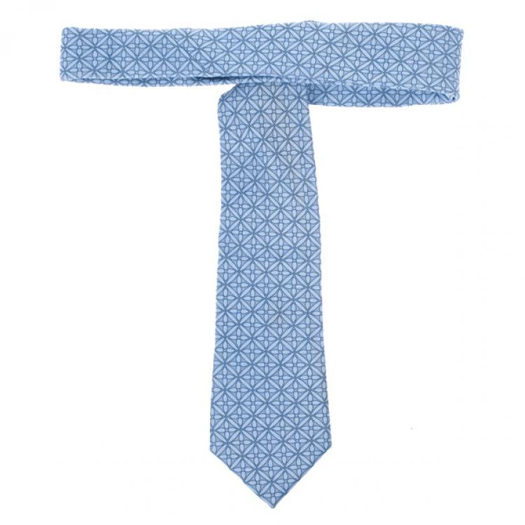 Pre Owned Louis Vuitton Blue Floral Print Tie