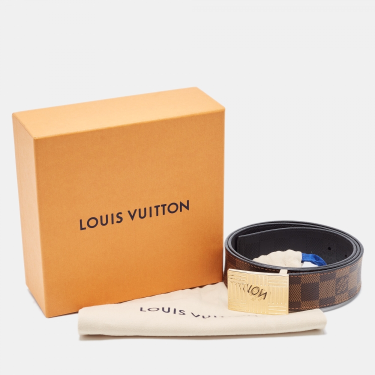 مملوكة مسبقًا Louis Vuitton Damier Ebene Canvas and Damier Infini Leather Reversible Belt 90 CM