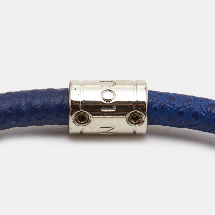 Pre Owned Louis Vuitton Split Canvas Leather Silver Tone Bracelet