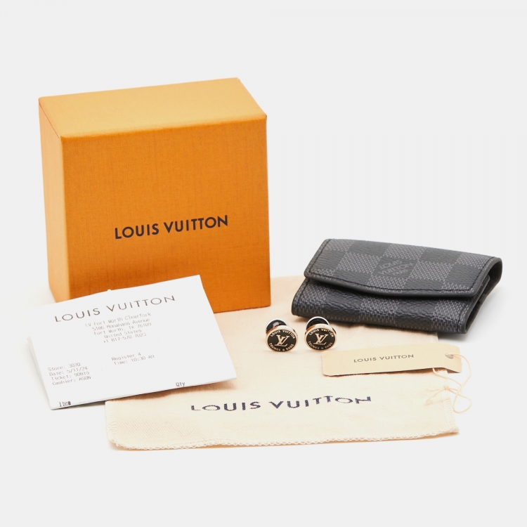 Pre Owned Louis Vuitton Award Enamel Silver Tone Cufflinks
