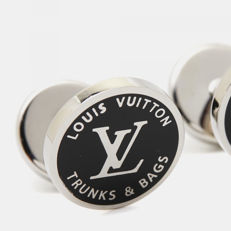 Pre Owned Louis Vuitton Award Enamel Silver Tone Cufflinks