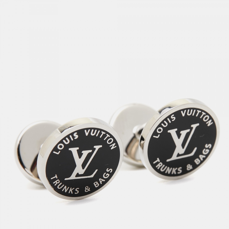 Pre Owned Louis Vuitton Award Enamel Silver Tone Cufflinks