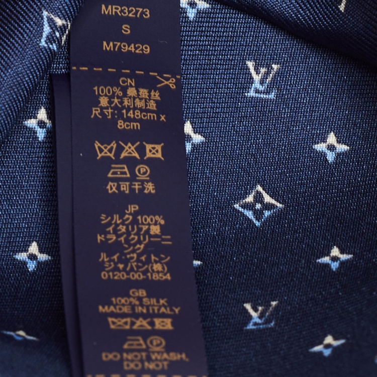 Pre Owned Louis Vuitton Blue Silk LV Dual Tie