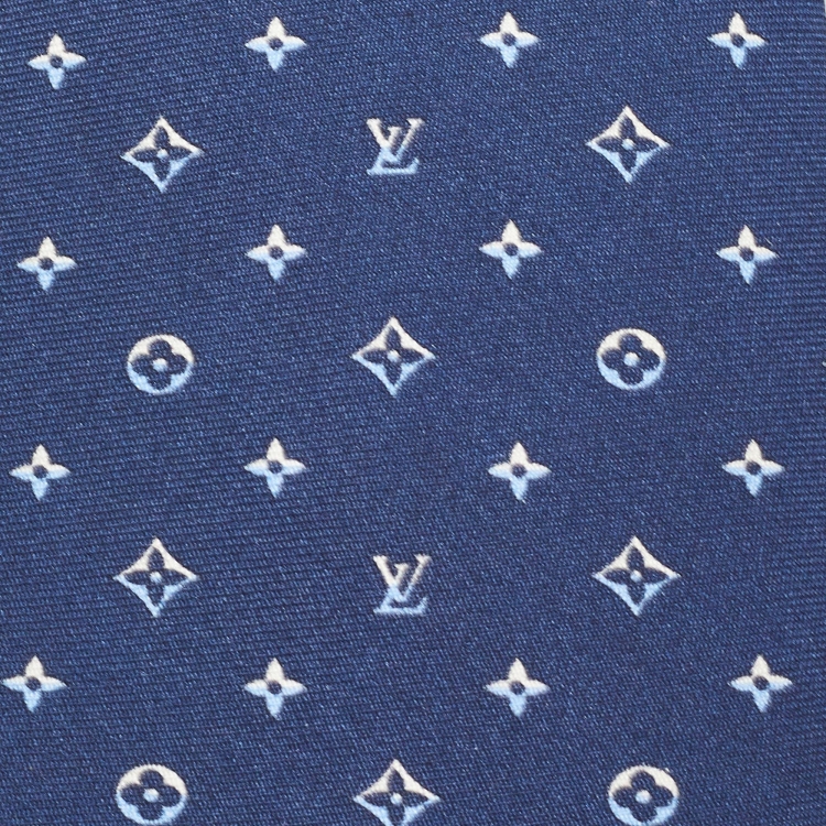 Pre Owned Louis Vuitton Blue Silk LV Dual Tie