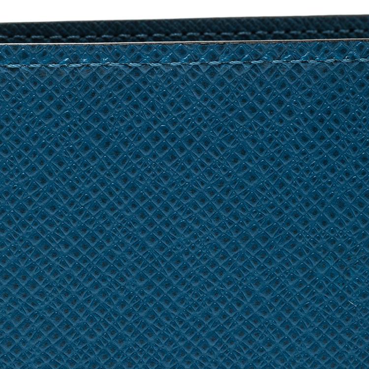 Pre Owned Louis Vuitton Blue Taiga Leather Bifold Wallet