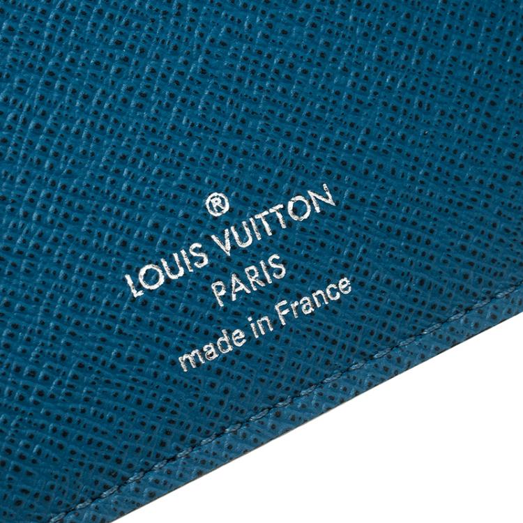 Pre Owned Louis Vuitton Blue Taiga Leather Bifold Wallet