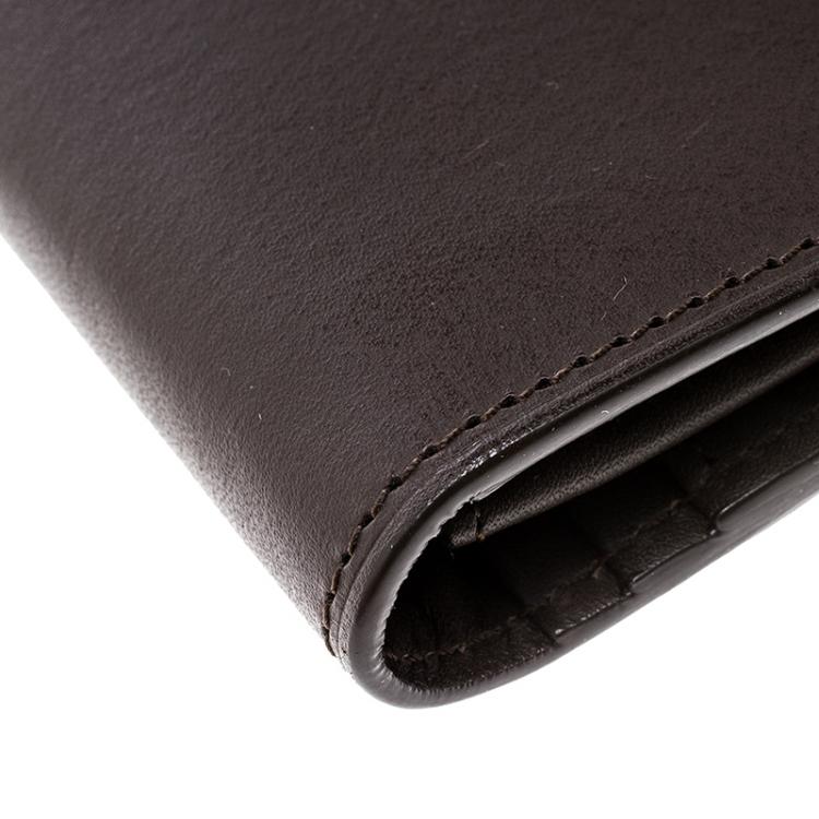 Pre Owned Louis Vuitton Dark Brown Leather Organizer Wallet