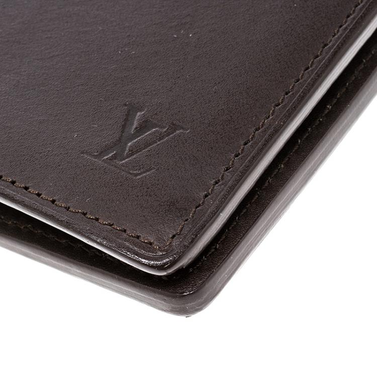 Pre Owned Louis Vuitton Dark Brown Leather Organizer Wallet