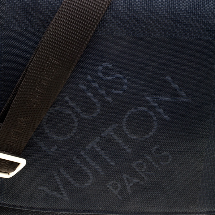 Pre Owned Louis Vuitton Blue/Dark Brown Damier Canvas Geant Messenger Bag