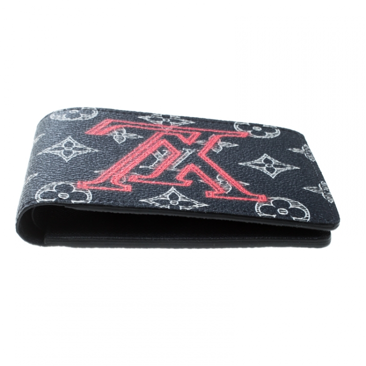 Pre Owned Louis Vuitton Blue Monogram Canvas Upside Down Multiple Bifold Wallet