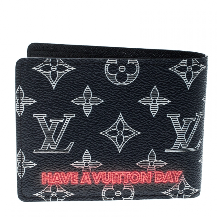 Pre Owned Louis Vuitton Blue Monogram Canvas Upside Down Multiple Bifold Wallet