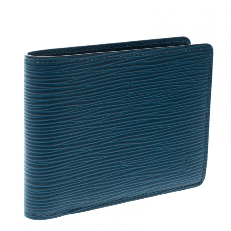 Pre Owned Louis Vuitton Cyan Epi Leather Multiple Bifold Wallet