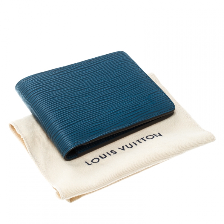 Pre Owned Louis Vuitton Cyan Epi Leather Multiple Bifold Wallet