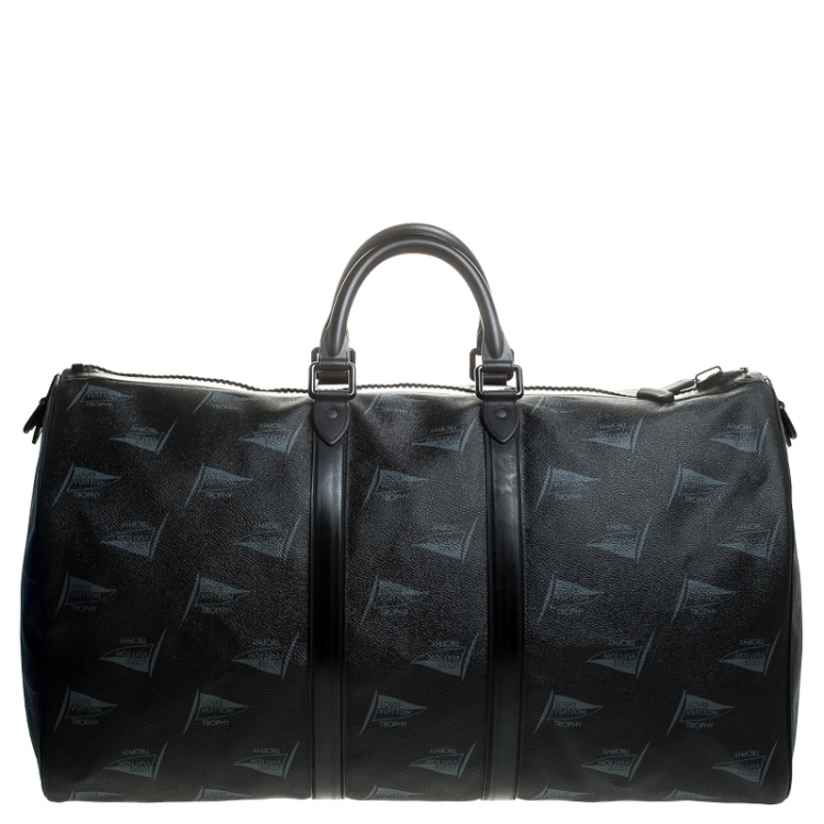 Pre Owned Louis Vuitton Black Coated Canvas Limited Edition 127/200 Dubai Keepall Bandouliere 55 Bag