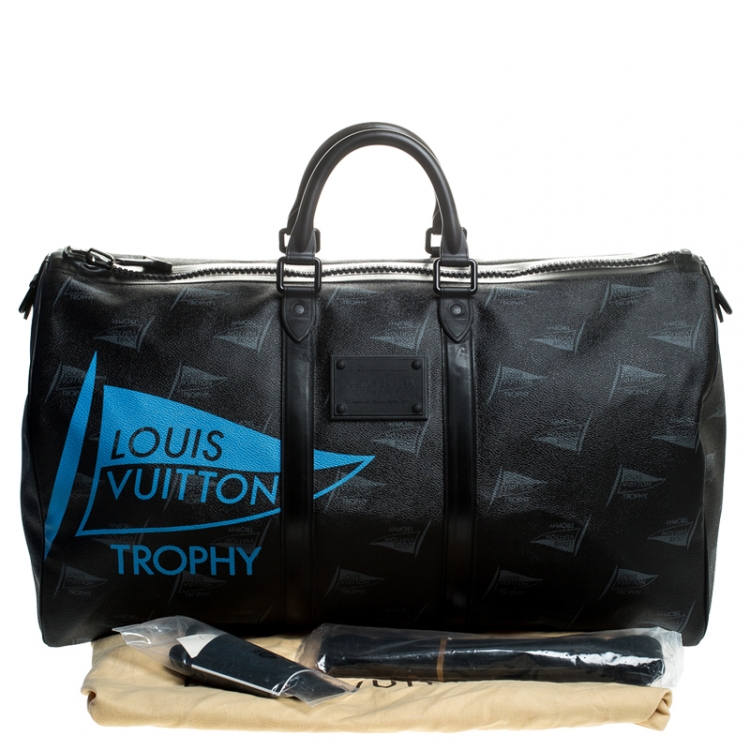 Louis Vuitton Black Coated Canvas Limited Edition 127/200 Dubai Keepall Bandouliere 55 Bag Louis ...
