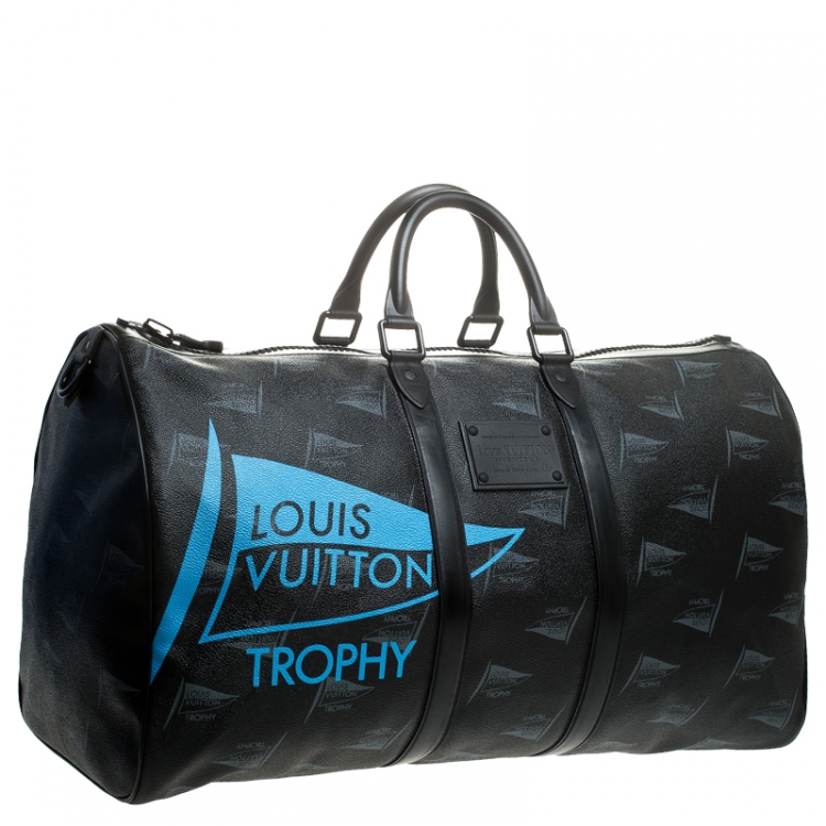 Pre Owned Louis Vuitton Black Coated Canvas Limited Edition 127/200 Dubai Keepall Bandouliere 55 Bag