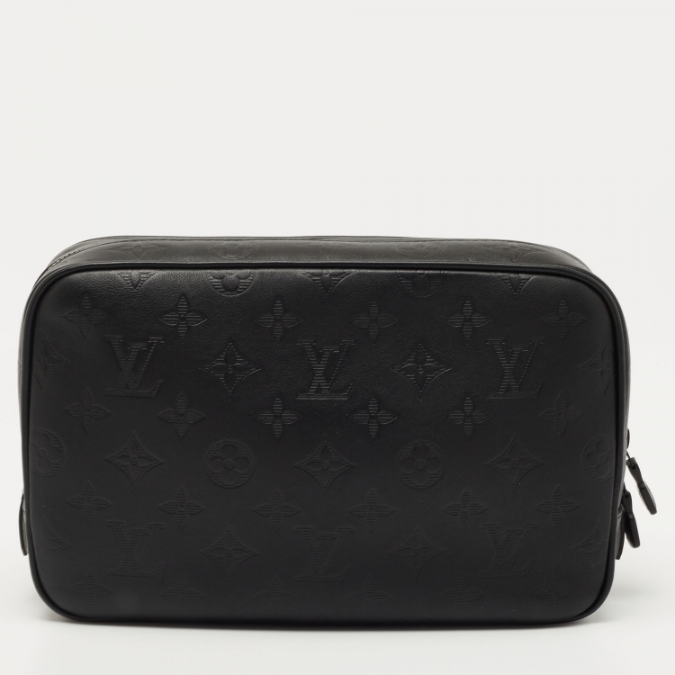 Pre Owned Louis Vuitton Black Monogram Leather Toiletry Pouch GM