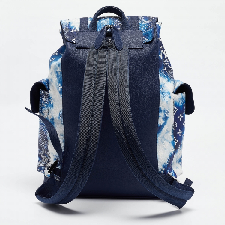 Pre Owned Louis Vuitton Blue Bandana Canvas Limited Edition Christopher MM Backpack