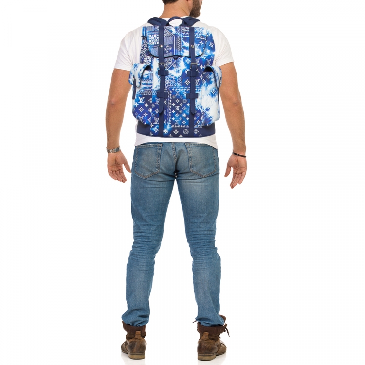 Pre Owned Louis Vuitton Blue Bandana Canvas Limited Edition Christopher MM Backpack