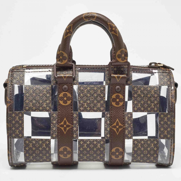Pre Owned Louis Vuitton Monogram Chess Canvas and PVC Keepall Bandoulière 25 Bag