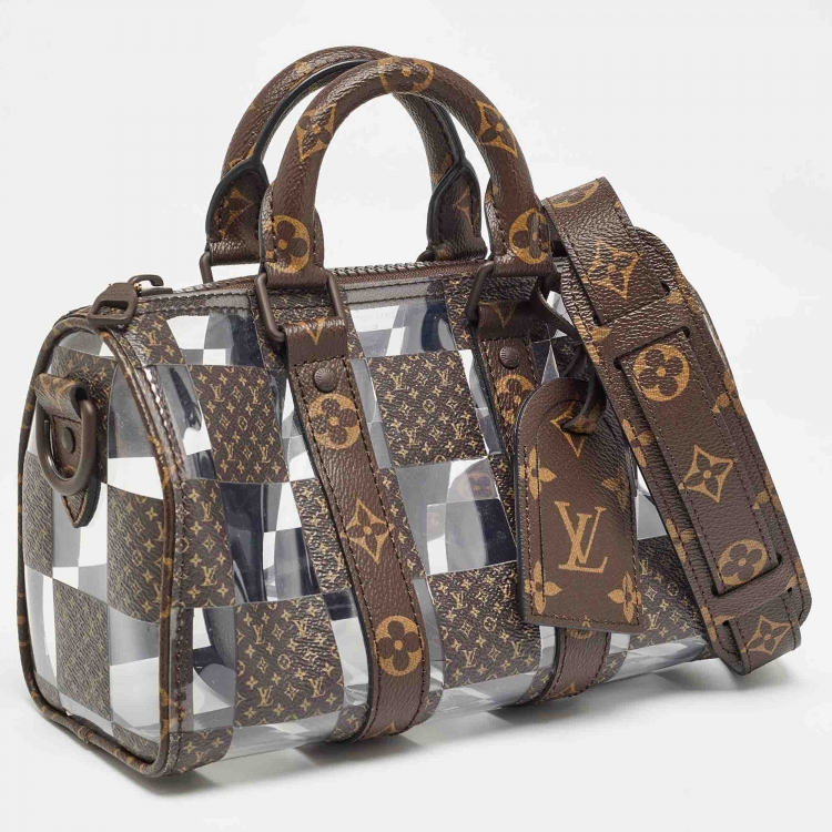 Pre Owned Louis Vuitton Monogram Chess Canvas and PVC Keepall Bandoulière 25 Bag