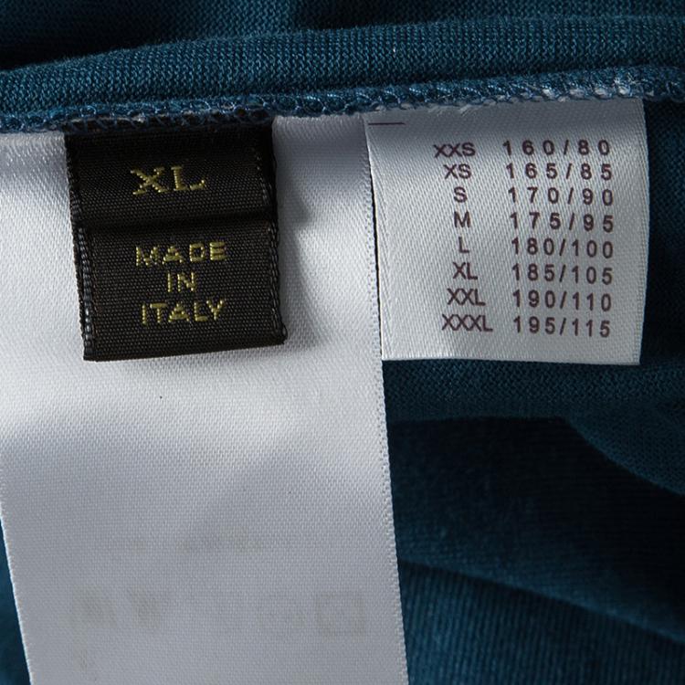 Pre Owned Louis Vuitton Blue Logo Detail Crew Neck Short Sleeve T-Shirt XL