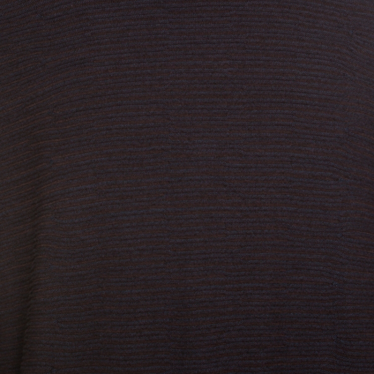 Pre Owned Louis Vuitton Brown and Blue Jacquard Epi Crew Neck Sweater L