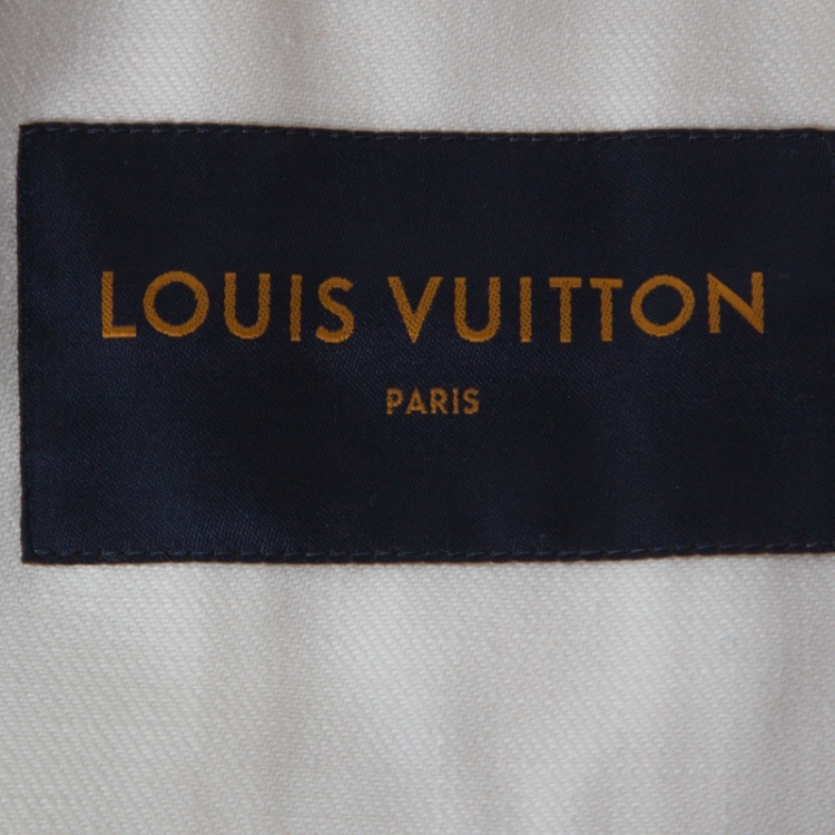 Pre Owned Louis Vuitton White Cotton Space Applique Denim Jacket L