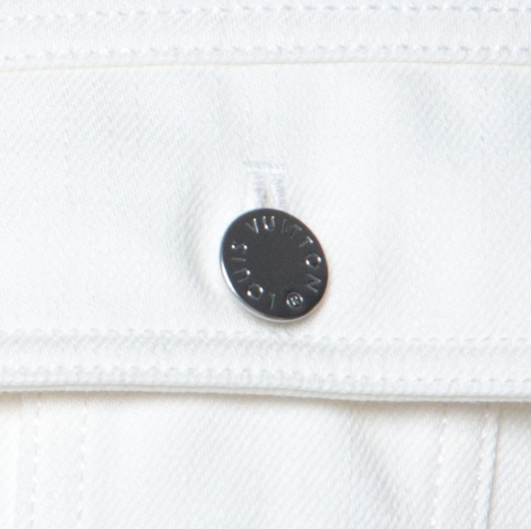Pre Owned Louis Vuitton White Cotton Space Applique Denim Jacket L