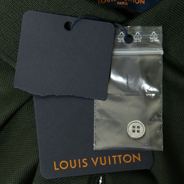 مملوكة مسبقًا Louis Vuitton Dark Green Cotton Logo Embroidered Polo T-Shirt XS