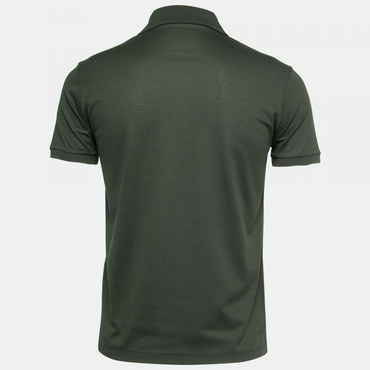 مملوكة مسبقًا Louis Vuitton Dark Green Cotton Logo Embroidered Polo T-Shirt XS