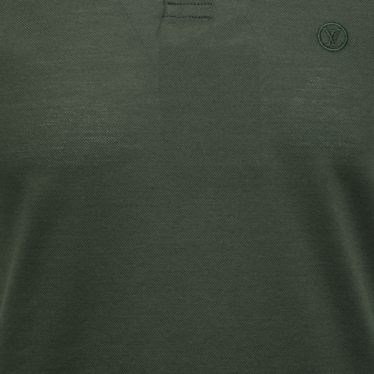 مملوكة مسبقًا Louis Vuitton Dark Green Cotton Logo Embroidered Polo T-Shirt XS