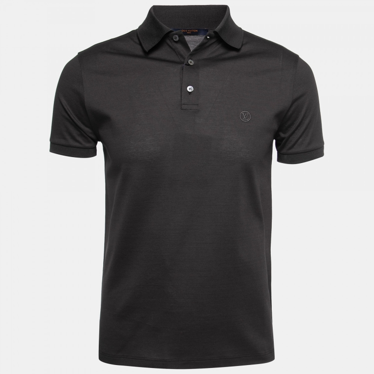 Pre Owned Louis Vuitton Dark Grey Cotton Logo Embroidered Polo T-Shirt XS