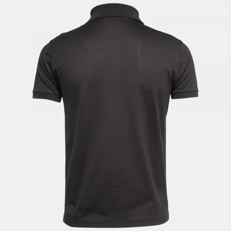 Pre Owned Louis Vuitton Dark Grey Cotton Logo Embroidered Polo T-Shirt XS