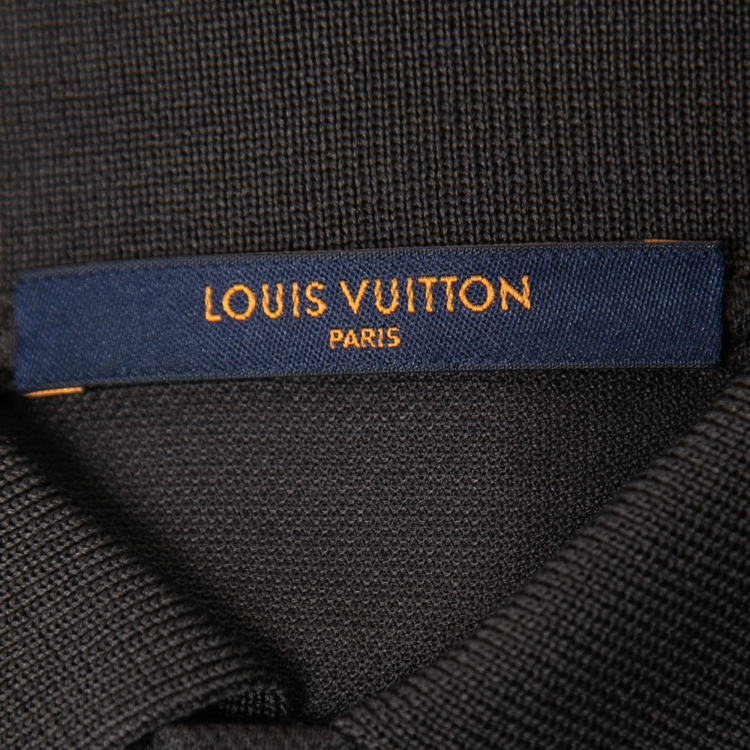 مملوكة مسبقًا Louis Vuitton Dark Grey Cotton Logo Embroidered Polo T-Shirt XS