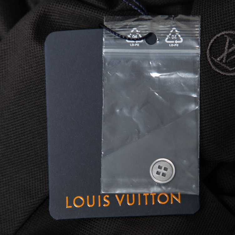 مملوكة مسبقًا Louis Vuitton Dark Grey Cotton Logo Embroidered Polo T-Shirt XS