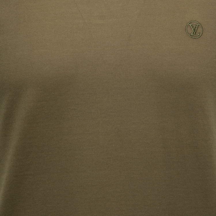 مملوكة مسبقًا Louis Vuitton Olive Green Logo-Embroidered Cotton T-Shirt S